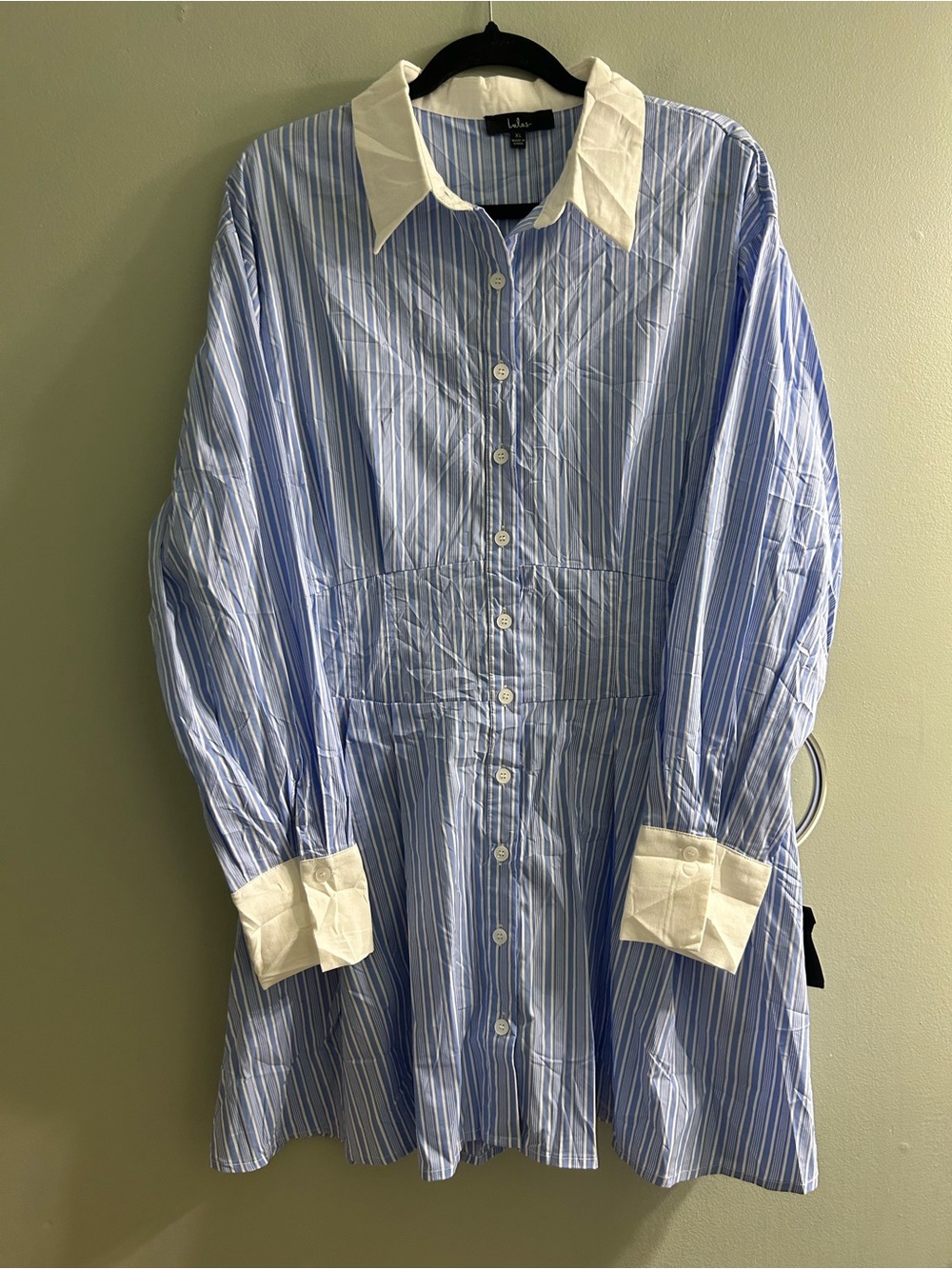 NWT LULUS Suave Confidence Blue and White Striped Collared Mini Dress - Picture 8 of 8